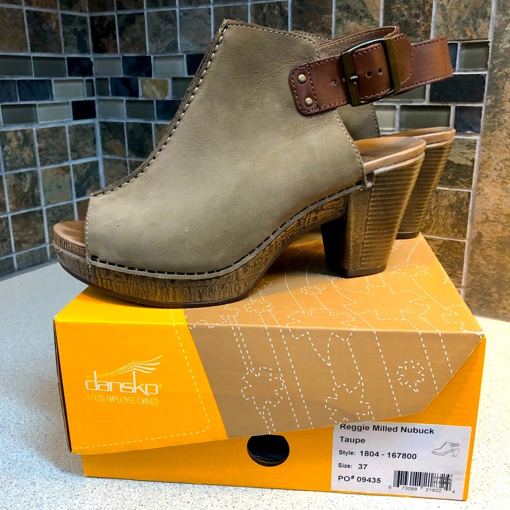 Dansko “Reggie” Nubuck Leather Sling-back Peep-toe Bootie (Eur 37 / USA 7.5)